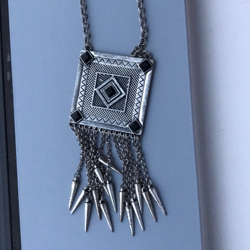 Boho Aztec Style Necklace - Silver